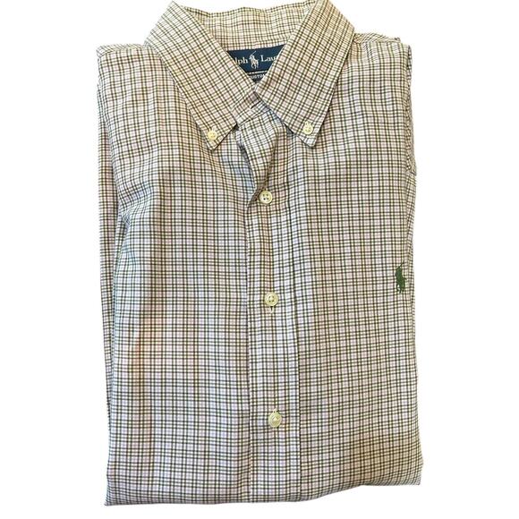 RALPH LAUREN Custom Fit Green purple brown Long Sleeve Button Down Men's LARGE - Picture 6 of 6